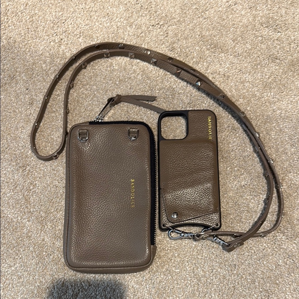 Bandolier Brown Crossbody Phone Case and Wallet Set